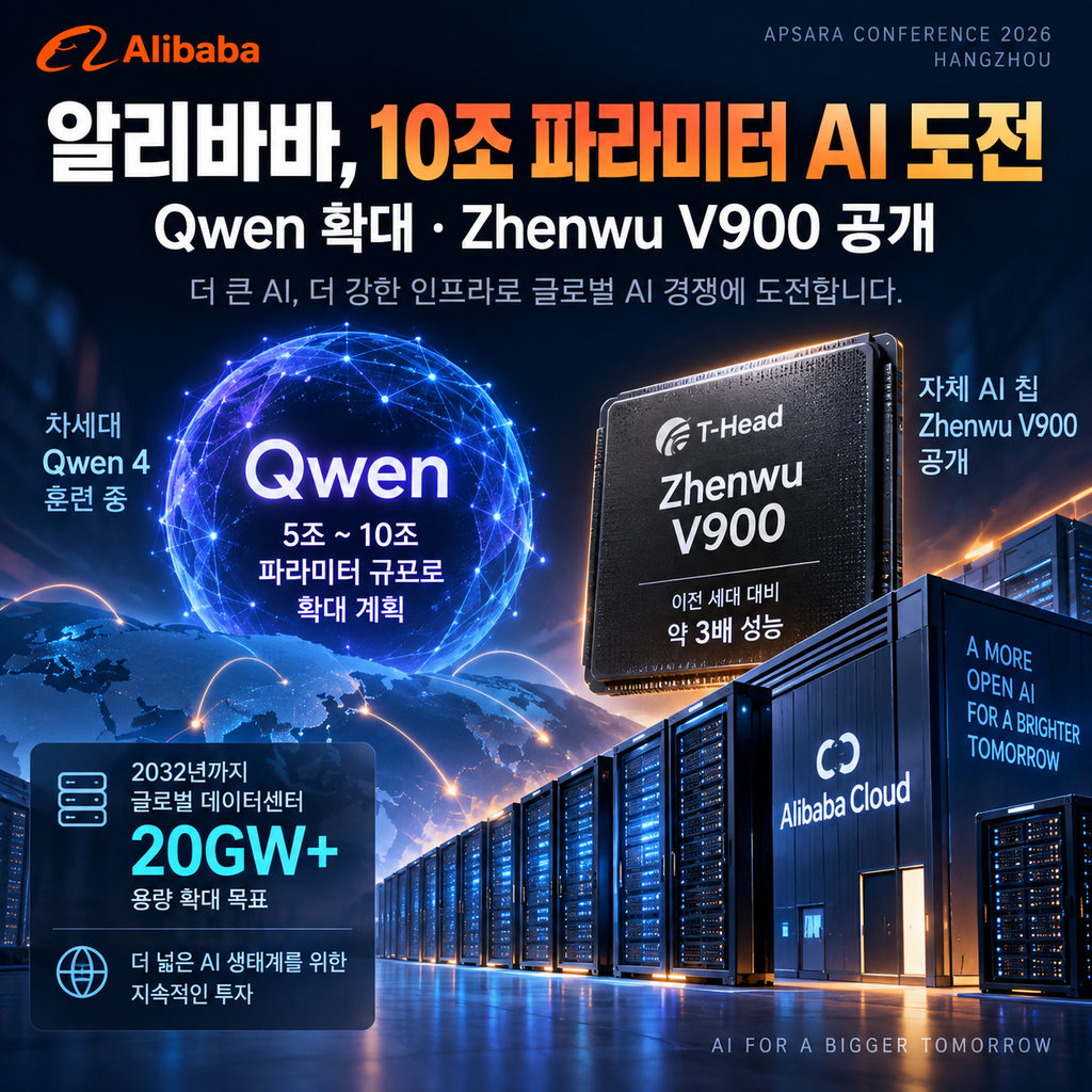알리바바 Qwen 10조 파라미터 도전…자체 AI칩 Zhenwu V900까지 공개