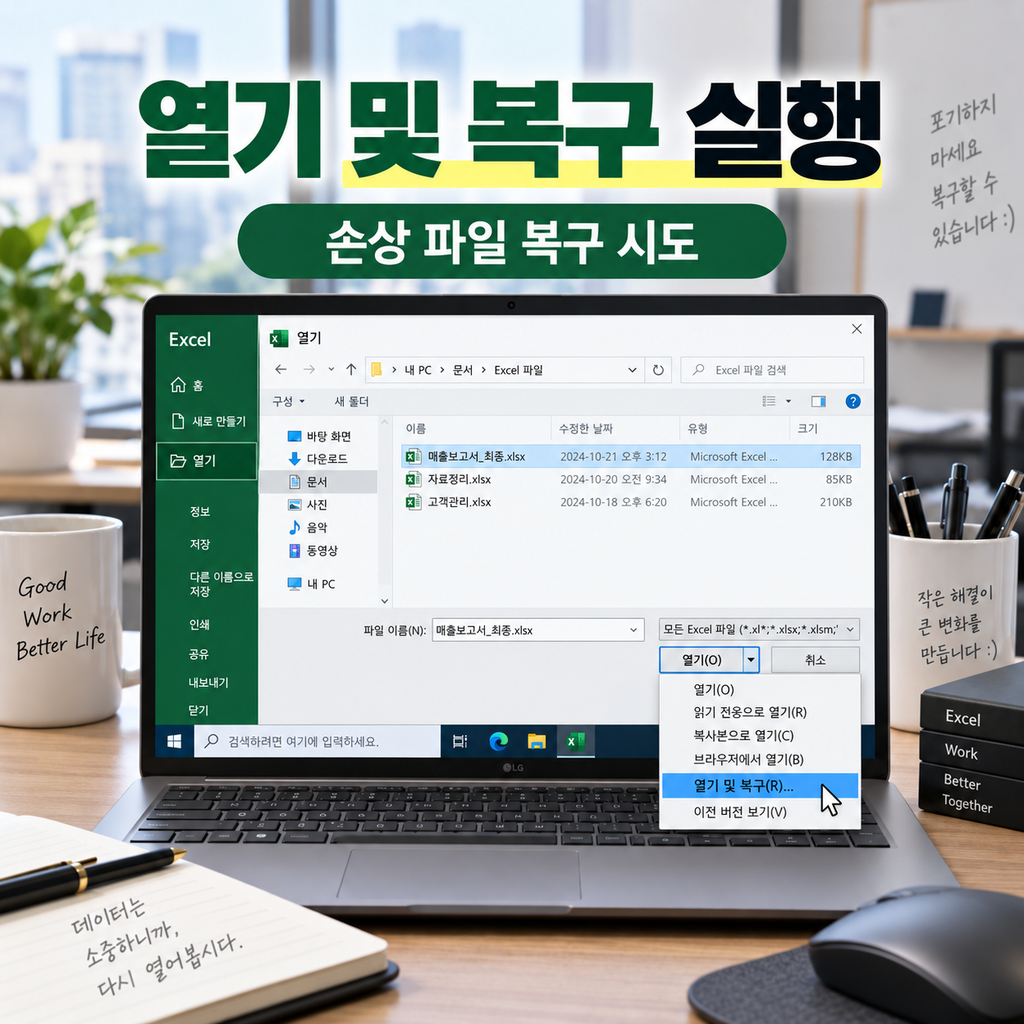 엑셀 파일이 안 열릴 때|‘파일 형식 또는 파일 확장명이 잘못되었습니다’ 해결 방법