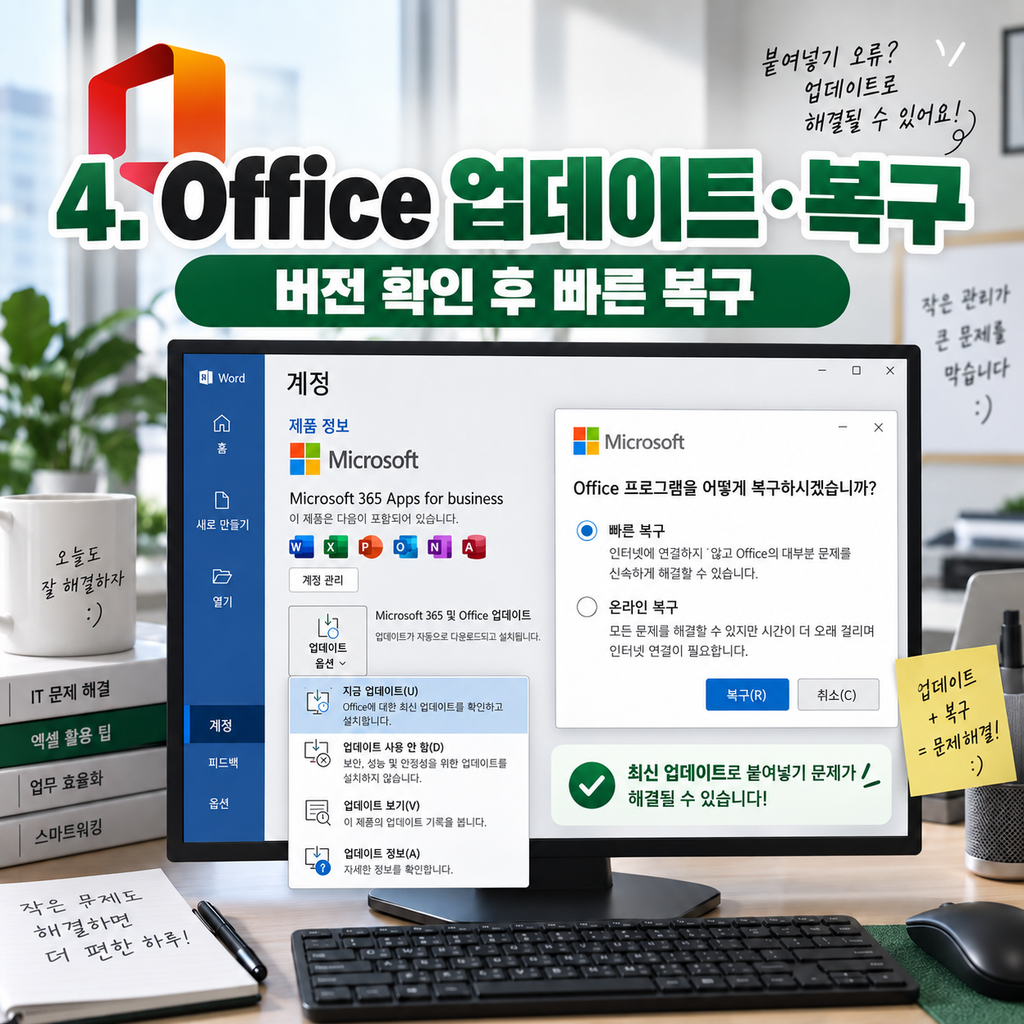 Office 최신 업데이트 확인