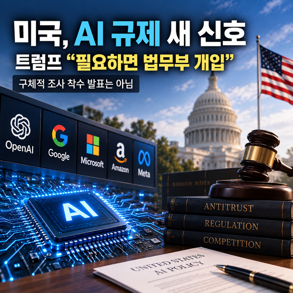 미국 AI 규제 새 신호｜트럼프 “필요하면 법무부가 AI 기업 제어할 수 있다”