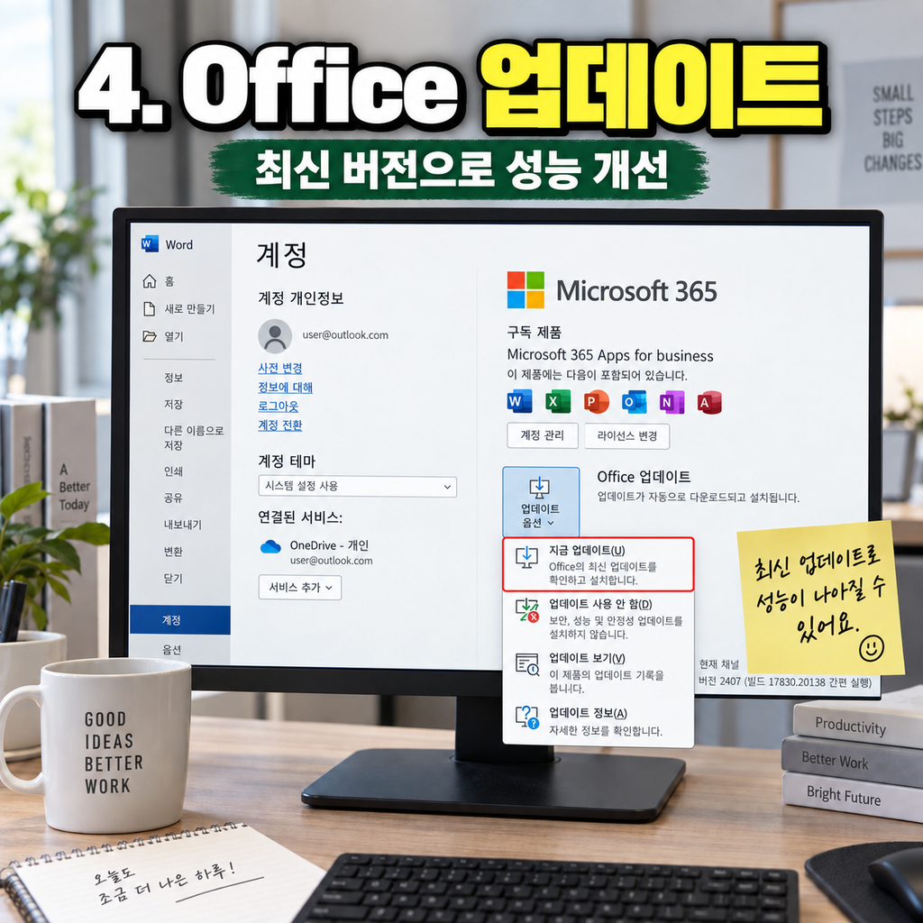 Office 최신 업데이트 확인