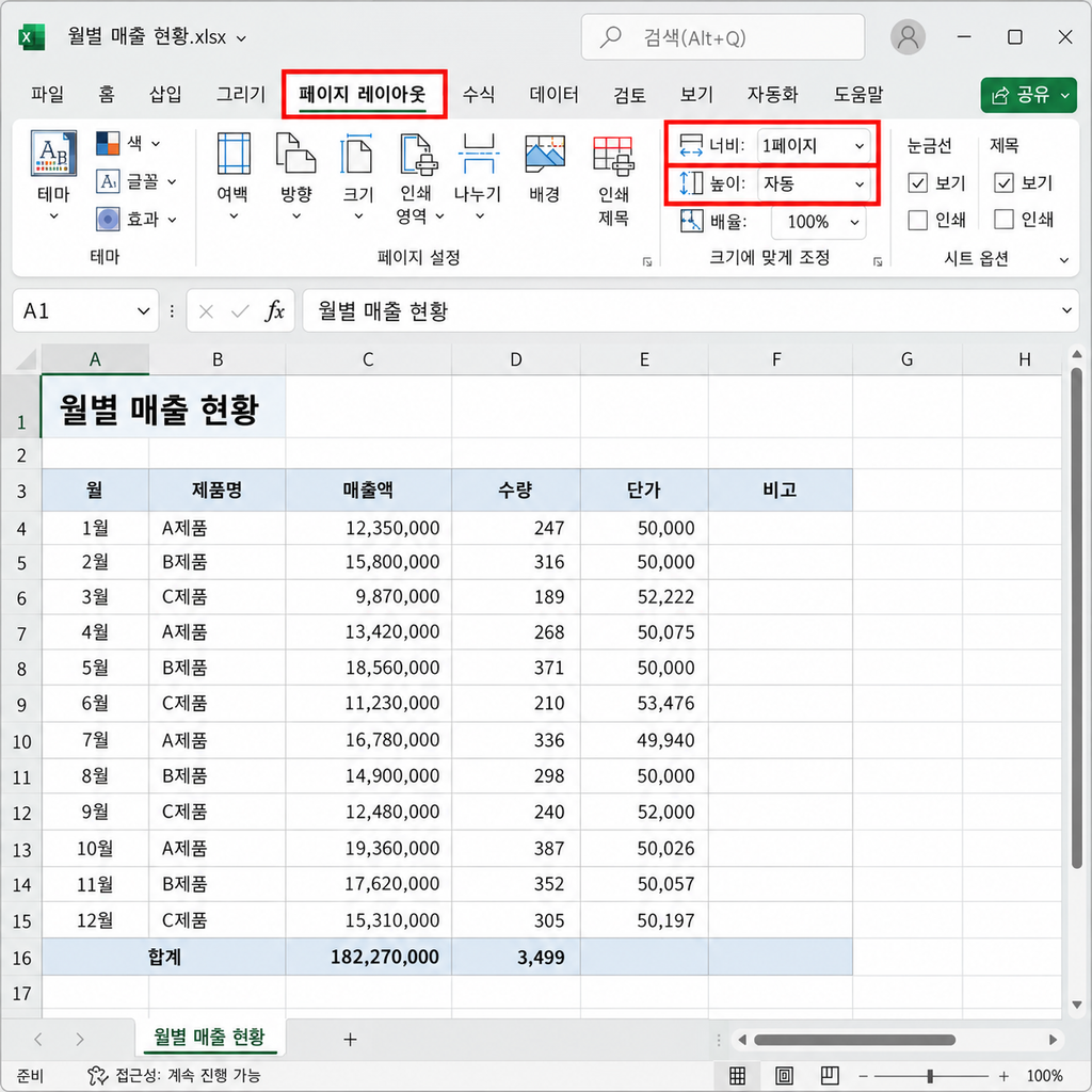 엑셀 인쇄 페이지 잘림·너무 작게 나올 때|한 페이지에 제대로 맞추는 방법