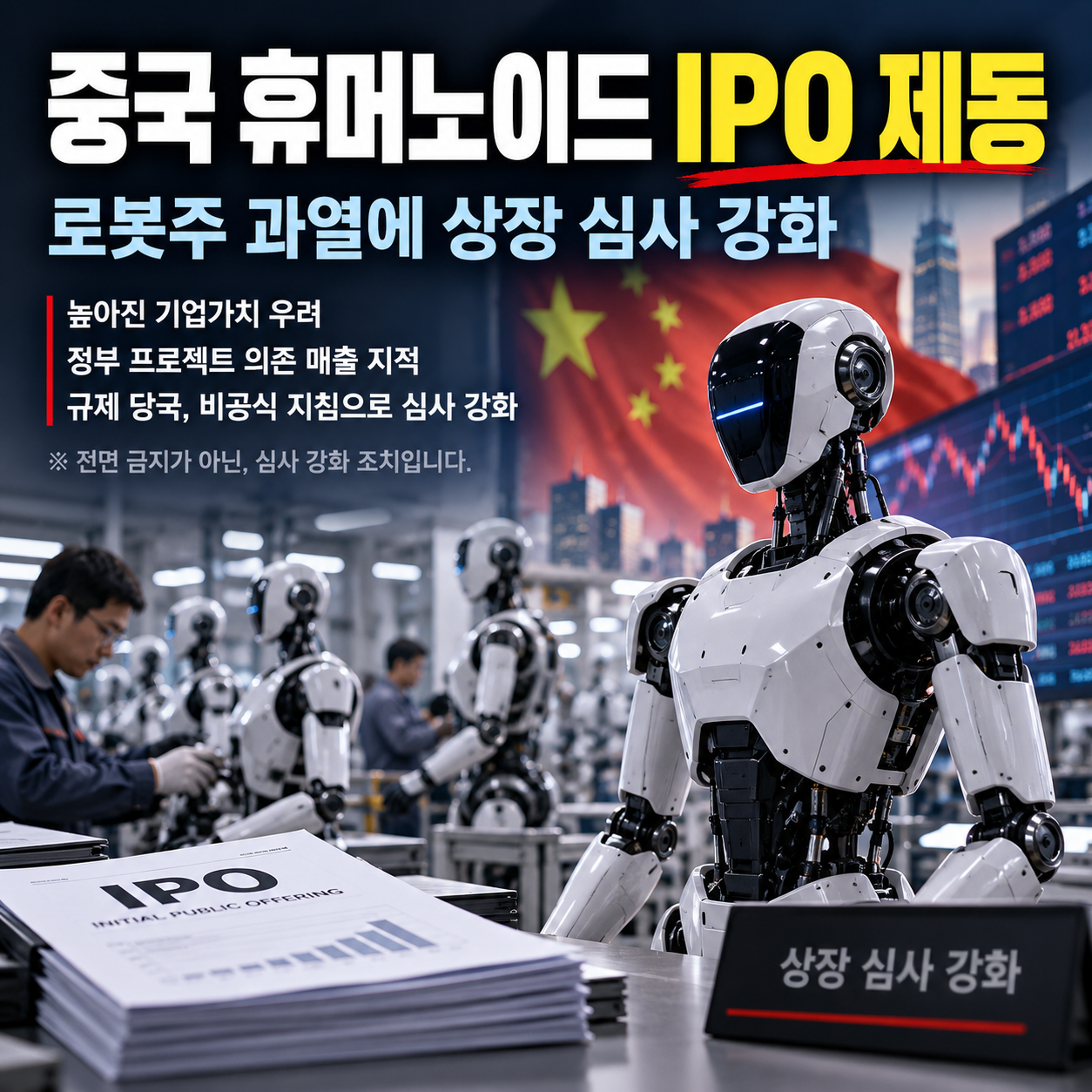 중국 휴머노이드 로봇 IPO 제동｜로봇주 과열에 상장 심사 강화