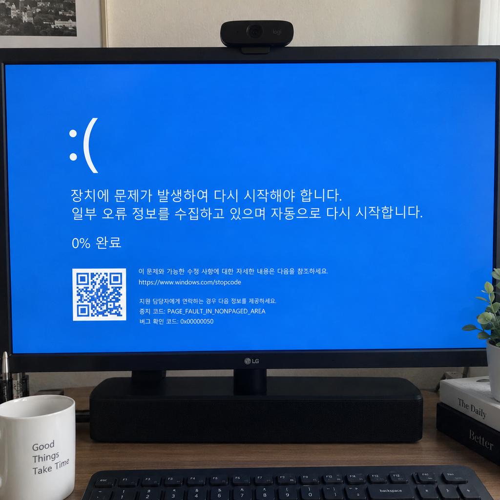 윈도우 11 PAGE_FAULT_IN_NONPAGED_AREA 블루스크린 해결｜0x00000050 오류 원인과 해결 방법